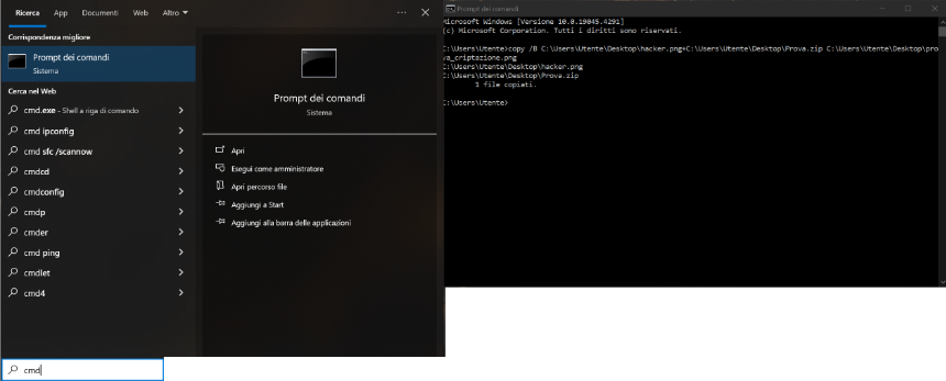 Tutorial 5 - come nascondere file in foto/immagini