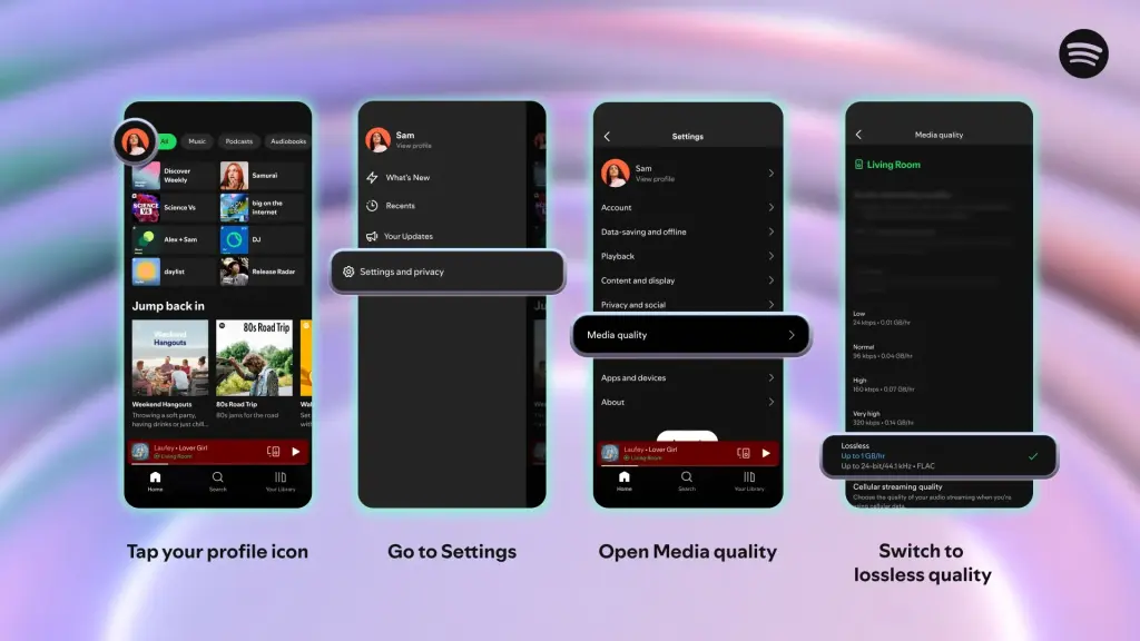 Come abilitare audio Spotify Lossless 